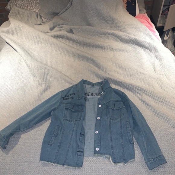 Pop Art Print Distressed Denim Jacket - Picture 7 of 7